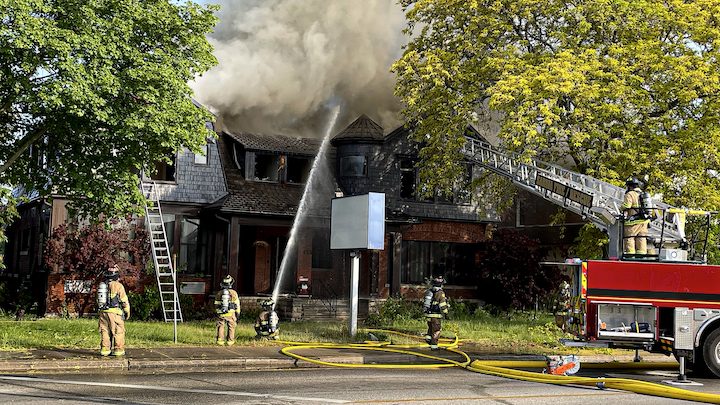 Fire crews battle blaze at historic home, Friday
