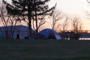 Rainbow park at sunset