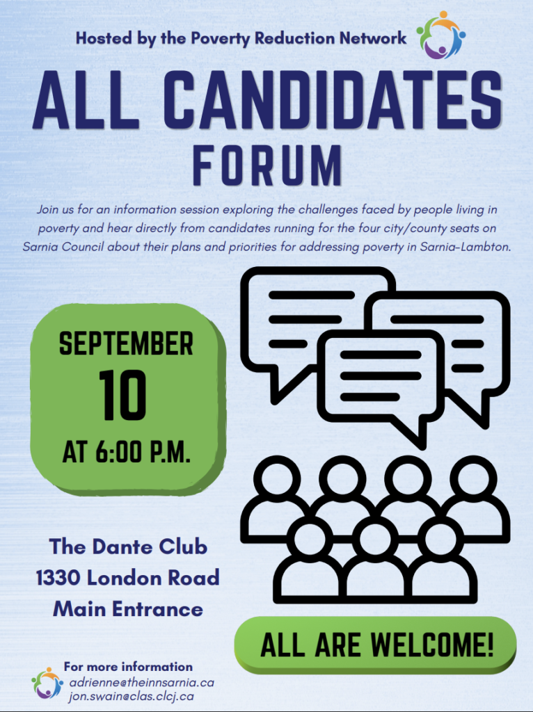 Sarnia-Lambton Poverty Reduction Network to host candidates forum Sept. 10